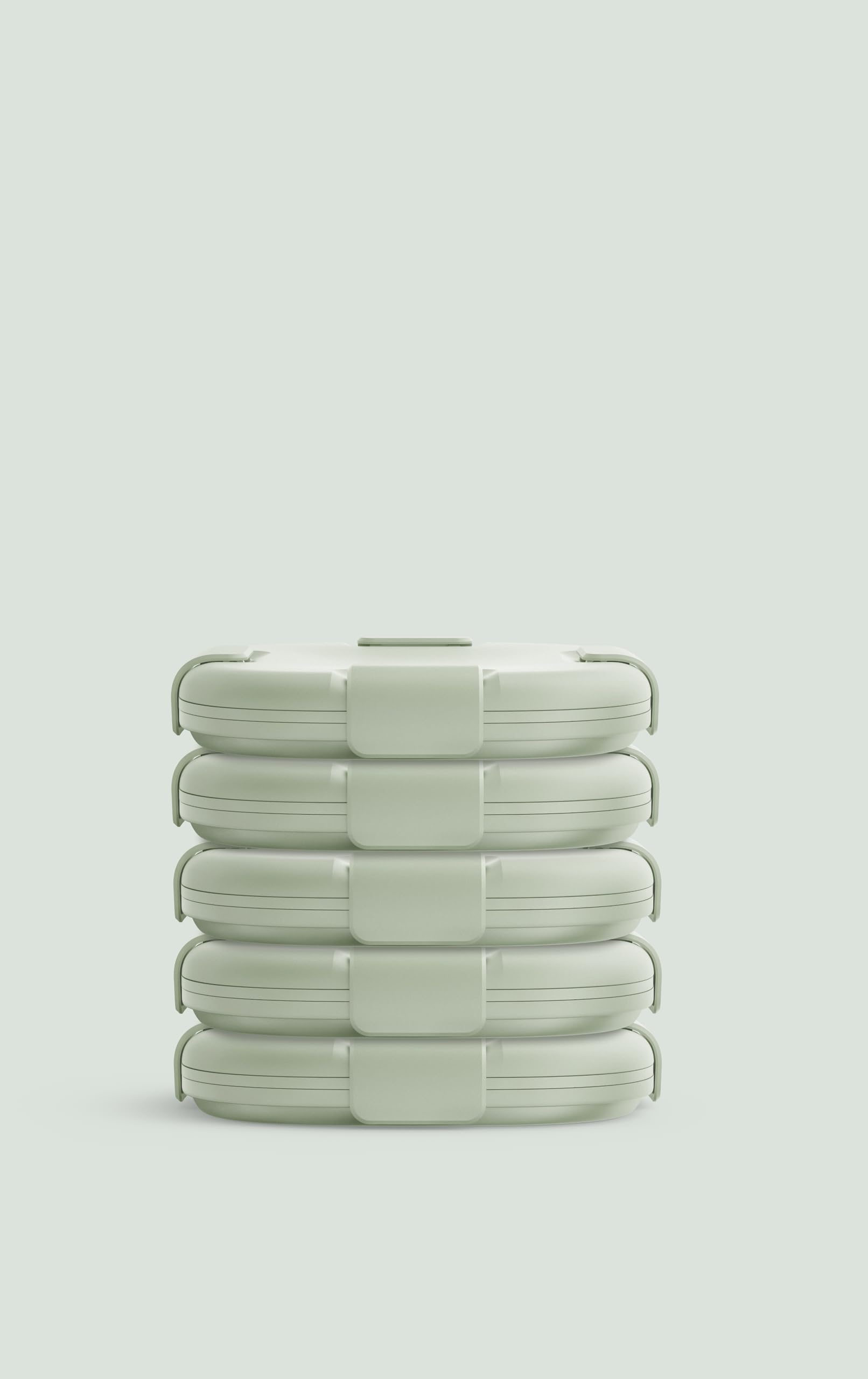 STOJO Collapsible Sandwich Box – 24oz, Reusable Food Storage Container, Silicone Bowl for Hot/Cold Food – Meal Prep, Lunch, Camping, Hiking – Dishwasher Safe (Sage, Set of 5)