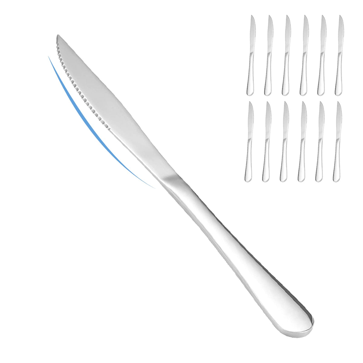 SANTUO Dinner Knives,12 Piece Dinner knife Set,18/10 Stainless Steel Silverware Set Dinner Knife For Home,Kitchen,Restaurant and Hotel,Mirror Polished& Dishwasher Safe