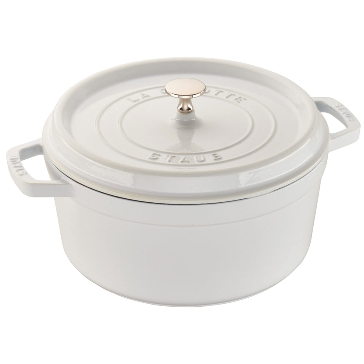 Staub Cast Iron 5.5-qt Round Cocotte - White Truffle, Made in France