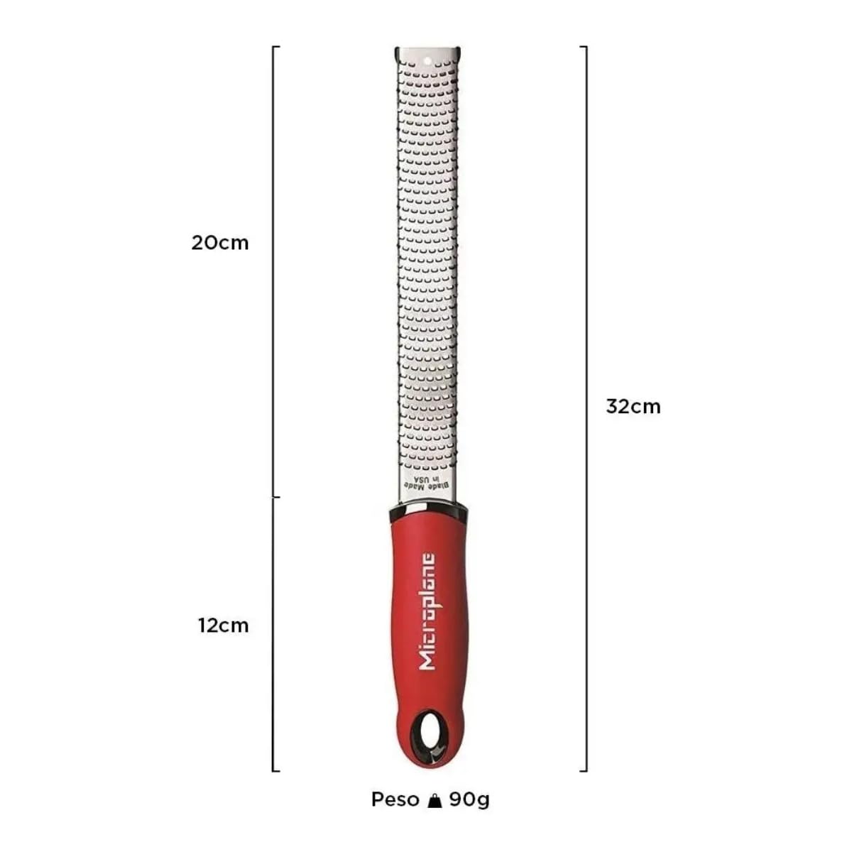 Microplane Classic Red Zester Grater, Stainless Steel - Citrus Zesting & Cheese Grating, Dishwasher Safe, Made in USA, Model Name: Microplane