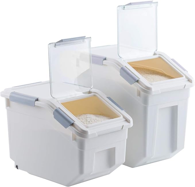 CITY BABY 2 Pack Airtight Flour Storage Container With Scoop,Dry Food, Sugar, Baking Supplies,Rice Container Set -BPA Free- Pet Food Storage Container,Dog Cat Birds Food Bin(30LB)