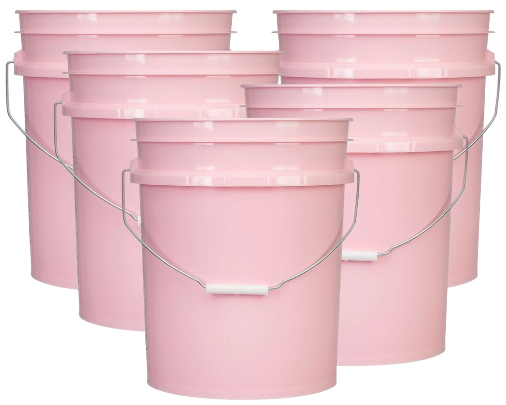 House Naturals 5 Gallon Premium HPDE Plastic Bucket - Made in USA Food Grade Container, BPA Free All Purpose Pail (5, Red)