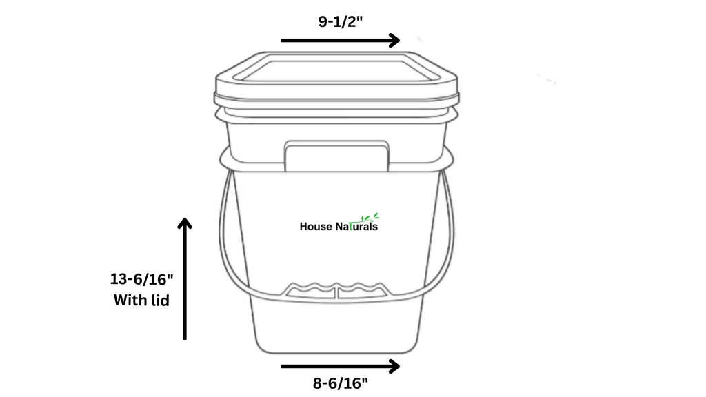 House Naturals 4 Gallon Square Food Grade Bucket Pail with Plastic Handles and Lid (Pack of 3) Made in USA containers (White)