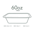 Vegware Compostable 60oz Large Molded Fiber To Go Containers, Case of 600, Nourish, No-Added PFAS, Reuseable, Bagasse, Meal Prep Food Storage, Suitable for Hot or Cold, Choice of Size 5 Lids & bases