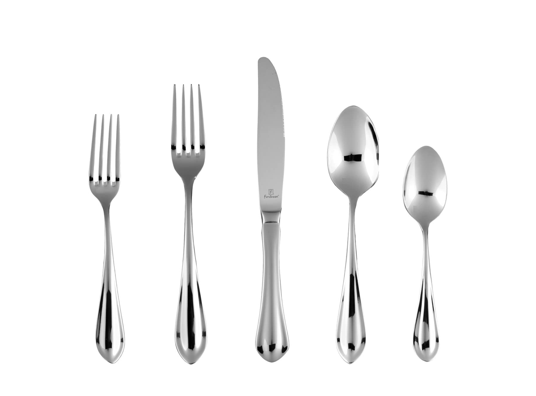 Fortessa Forge 18/10 Stainless Steel Flatware, 5 Piece Place Setting, Service for 1