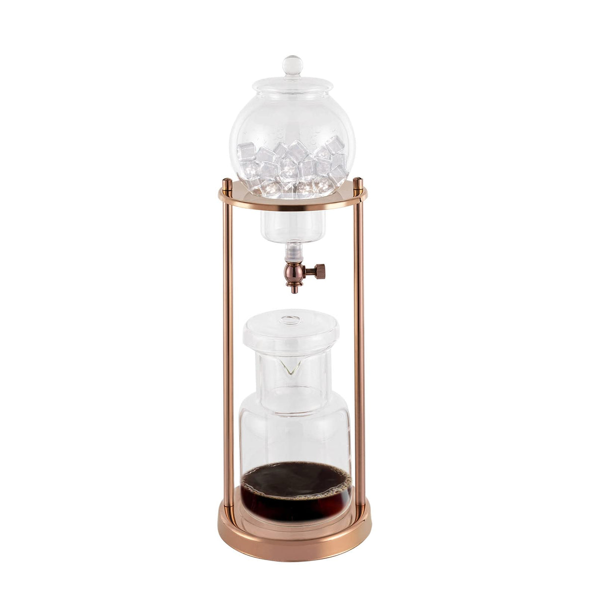 Uphilltool Cold Brew Drip Coffee Maker, 600ml/20.29 Ice Coffee Brewer Machine Cold-Drip Coffee Tower with Glass Container Wood Stand for Home Office