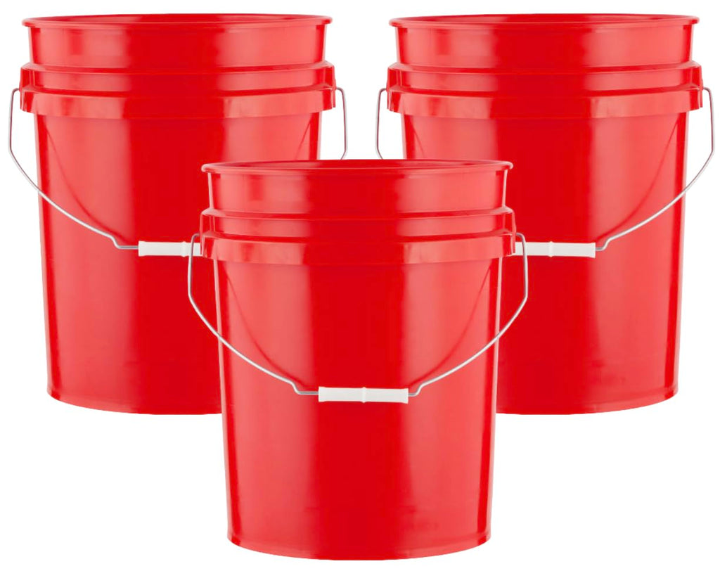 House Naturals 5 Gallon Premium HPDE Plastic Bucket - Made in USA Food Grade Container, BPA Free All Purpose Pail (5, Red)