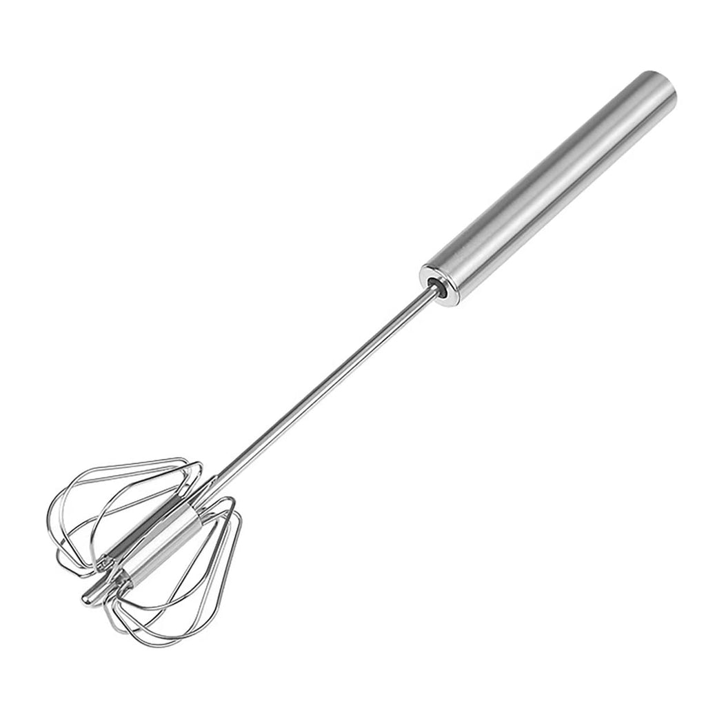 Stainless Steel Semi-Automatic Whisk, Hand Push Rotary Whisk Blender, Versatile Milk Frother for Blending, Whisking, Stirring (13 Inch)