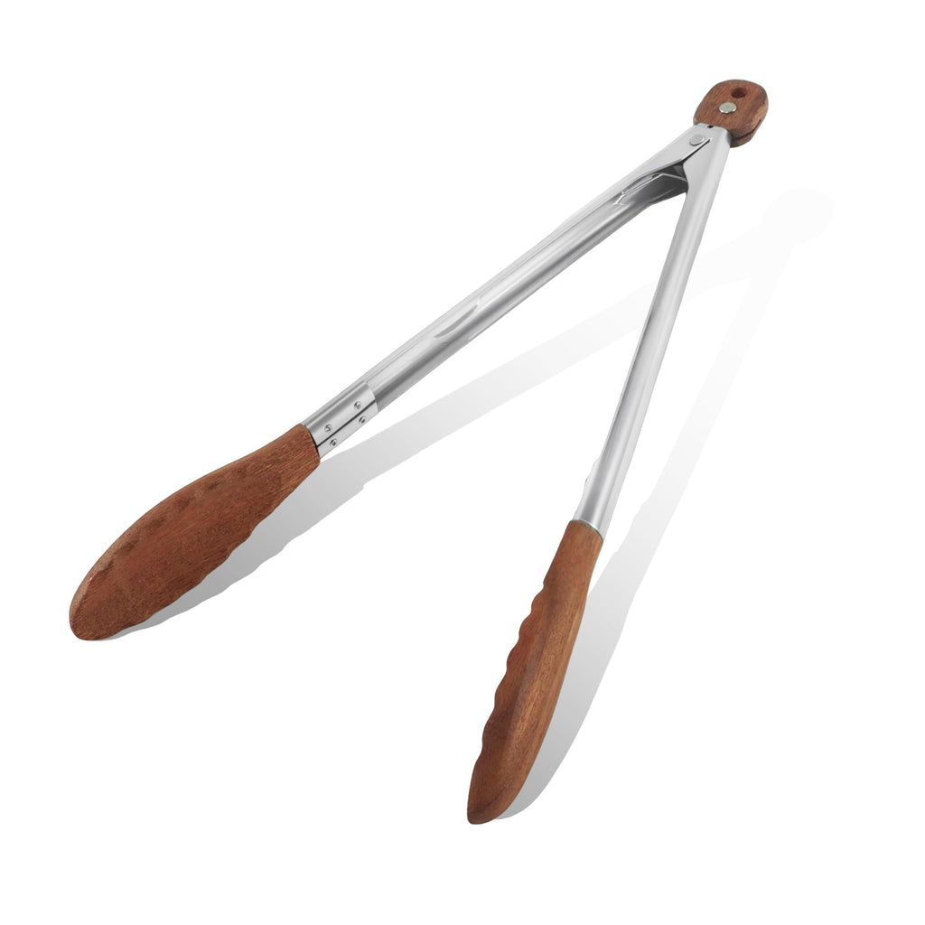 Wooden Cooking Tongs, 12 Inch Walnut Tips Heat Resistant Grilling