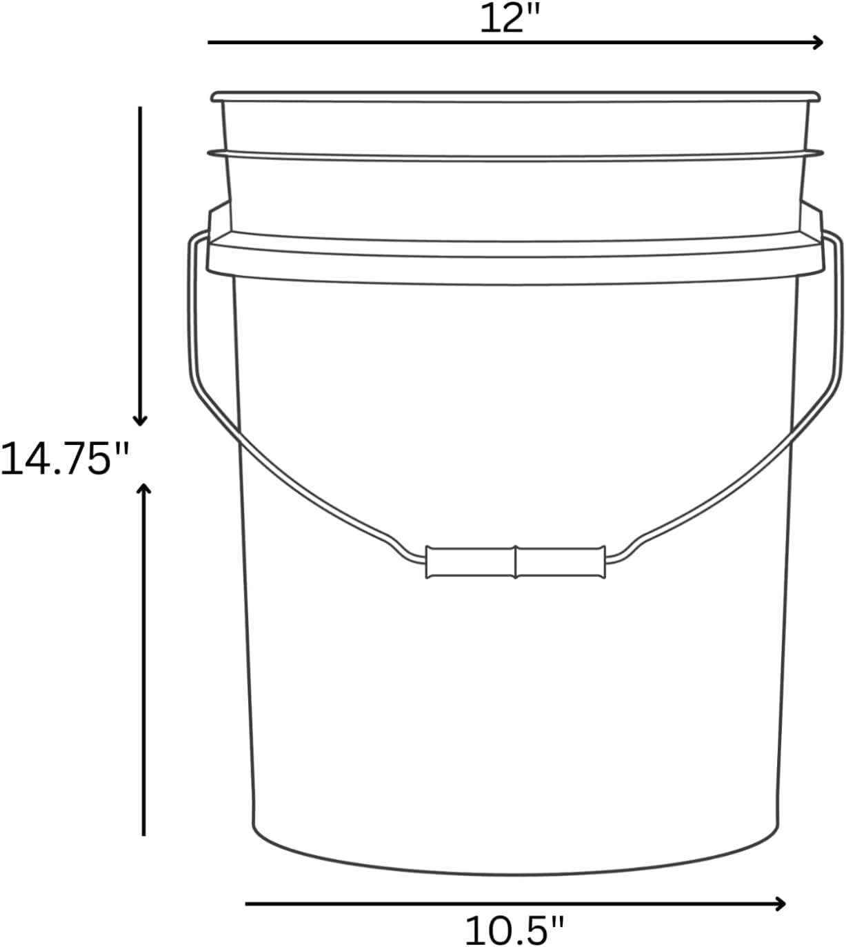 House Naturals Food Grade 5 Gallon Made in USA Plastic Bucket with Air Tight Screw on Lid (White Buckets with Red Lids)