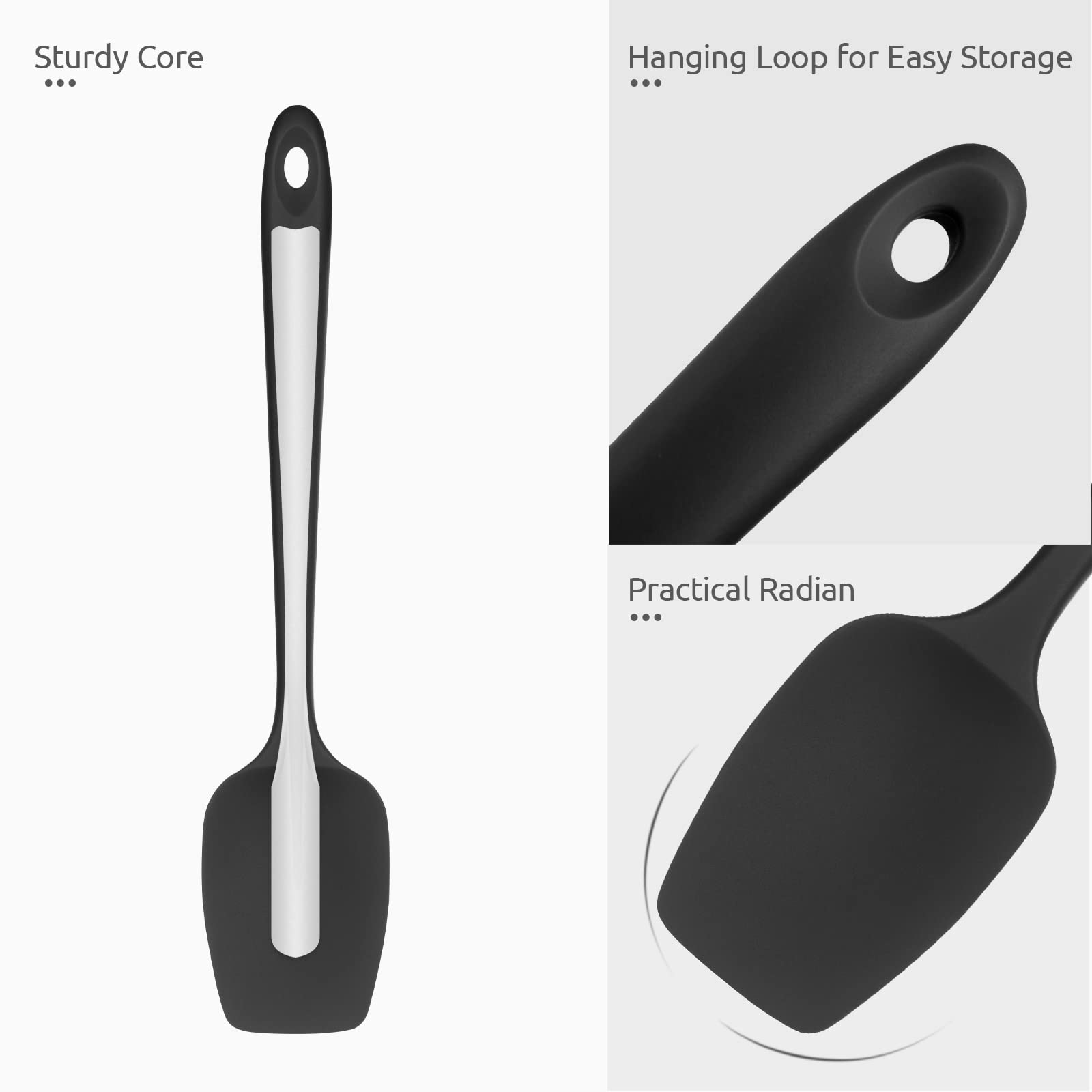 U-Taste Silicone Spoon Spatula, 480°F High Temp Spoonula, 11.38", Black