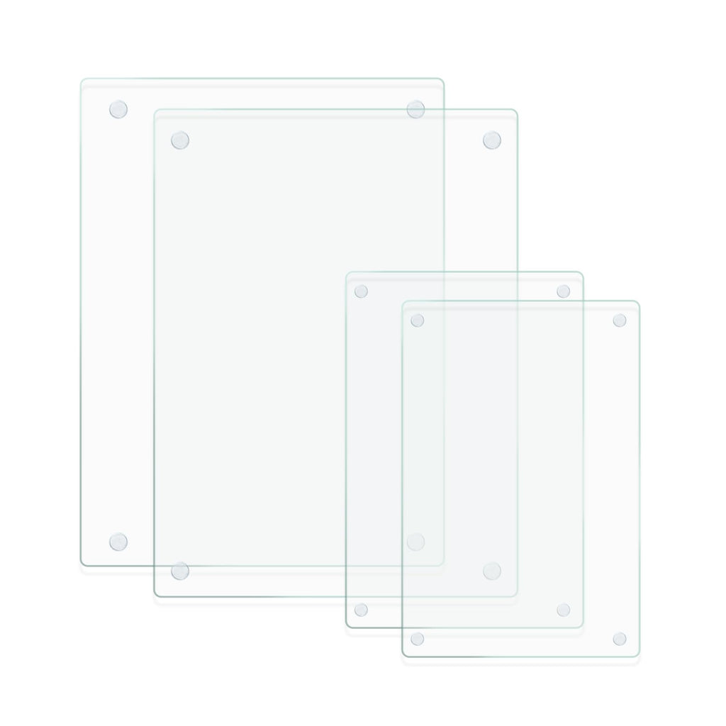Mymonfif Tempered Glass Cutting Board for Kitchen, Clear Glass Board for Countertop, with Non-Slip Feet, Heat Resistant, Large Size 12x16" 2Pcs, Small Size 12x8" 2Pcs