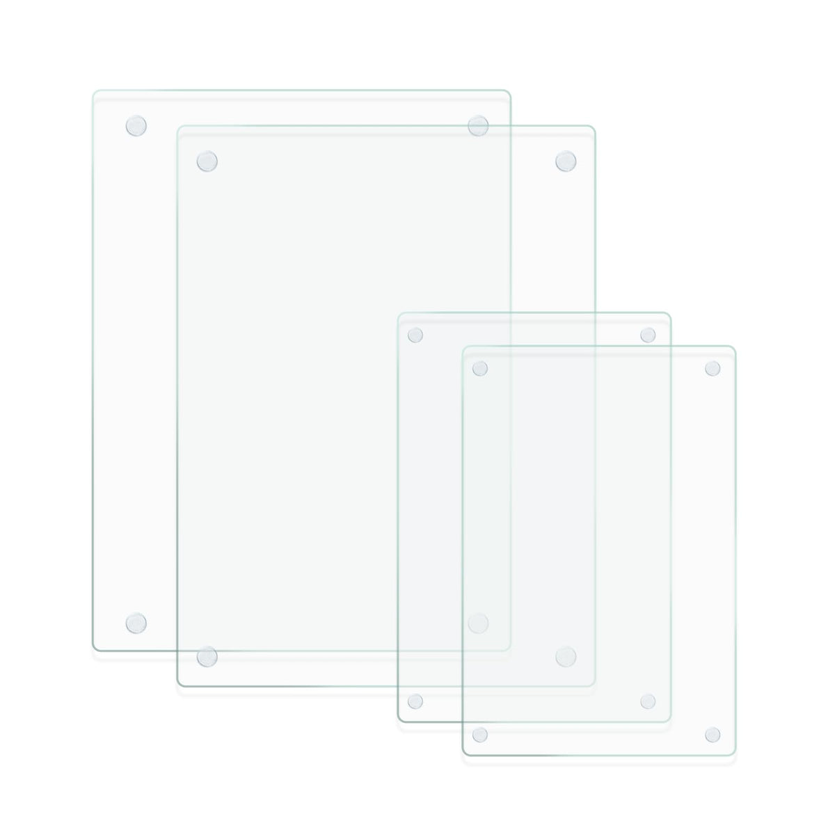 Mymonfif Tempered Glass Cutting Board for Kitchen, Clear Glass Board for Countertop, with Non-Slip Feet, Heat Resistant, Large Size 12x16" 2Pcs, Small Size 12x8" 2Pcs
