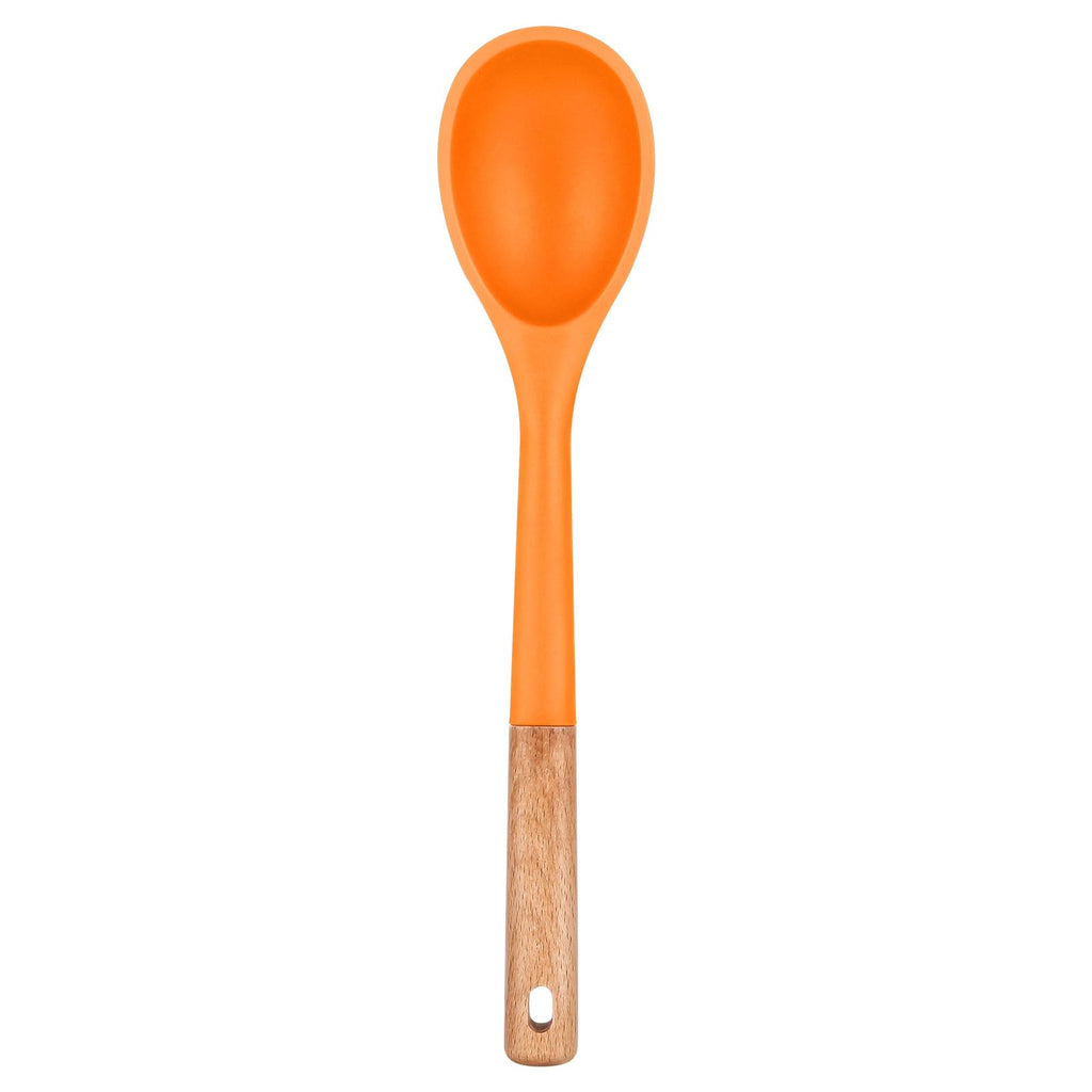 Badiano Large Silicone Cooking Spoons, Nonstick Solid Wooden Handle,13.2in