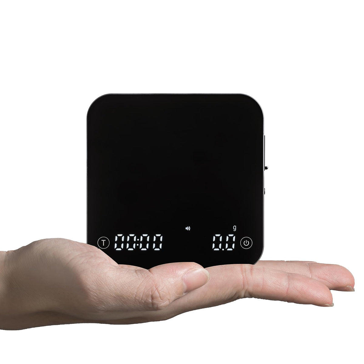 KitchenTour CaféMetric Coffee Scale with Timer 0.1g/2000g - Precision Small Scale for Espresso & Pour Over - Mini Scale with LED Display Recharge Wood