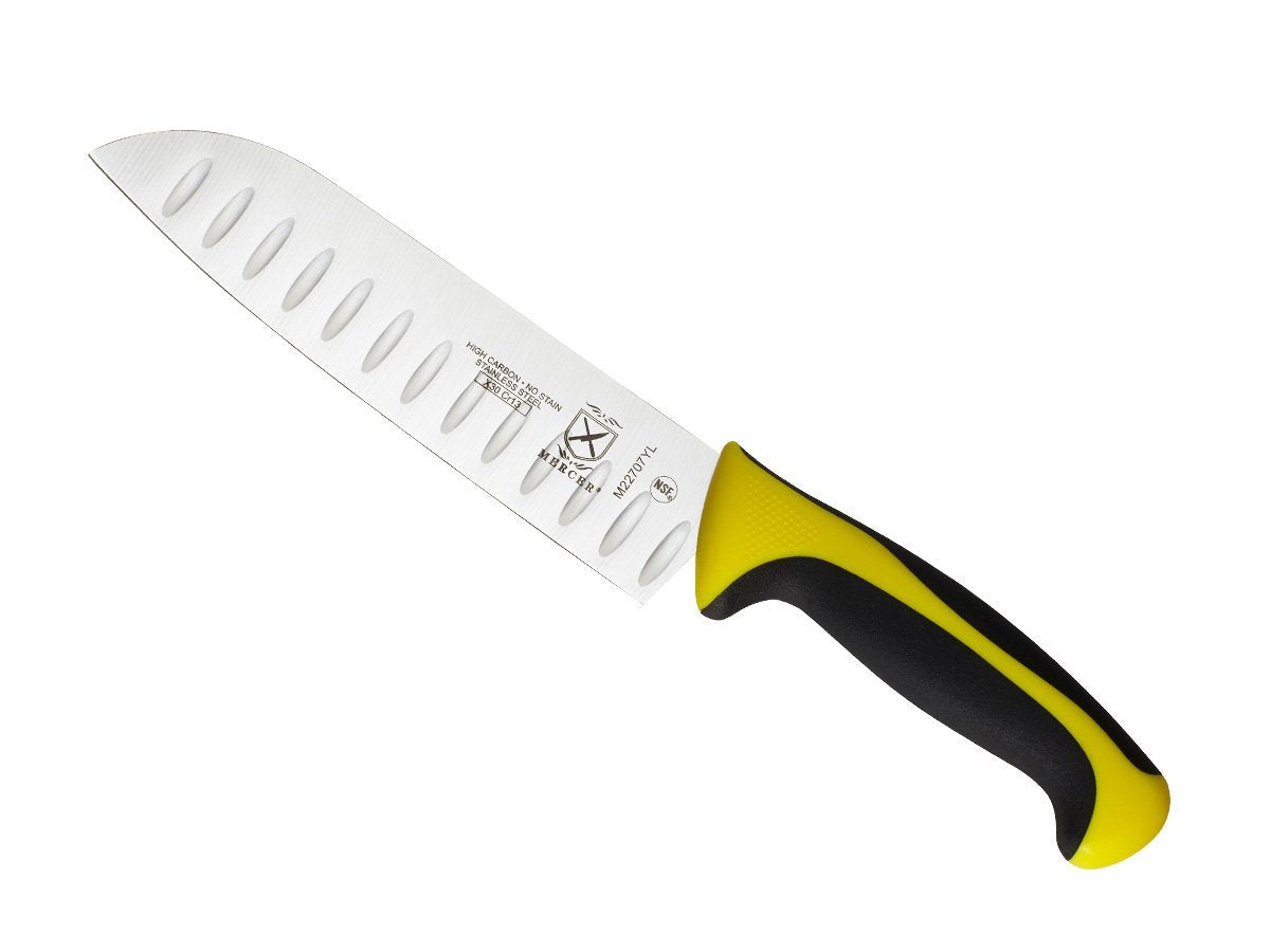 Mercer Culinary Millennia Colors 7-Inch Granton Edge Santoku Knife, Green
