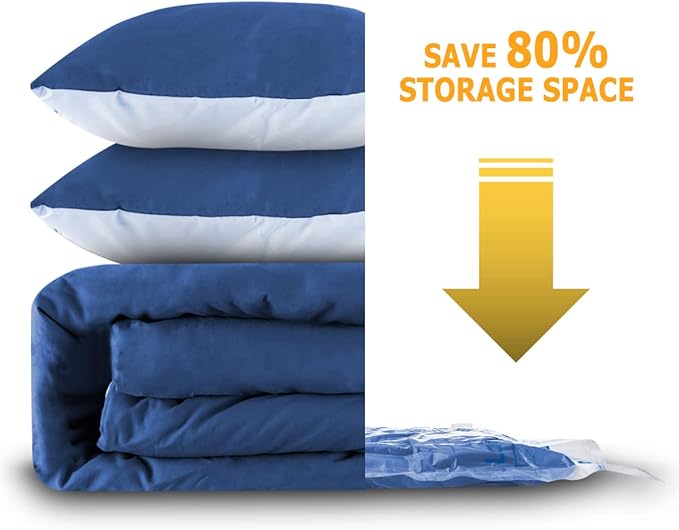 Vacuum Storage Bags 8 Combo (3 Jumbo/3Large/2 Medium), Space Saver Sealer Bags,Plastic Packaging Bags, Airtight Compression Bags for Clothes, Pillows, Comforters, Blankets, Bedding