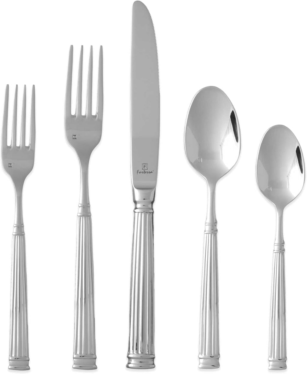 Fortessa Forge 18/10 Stainless Steel Flatware, 5 Piece Place Setting, Service for 1