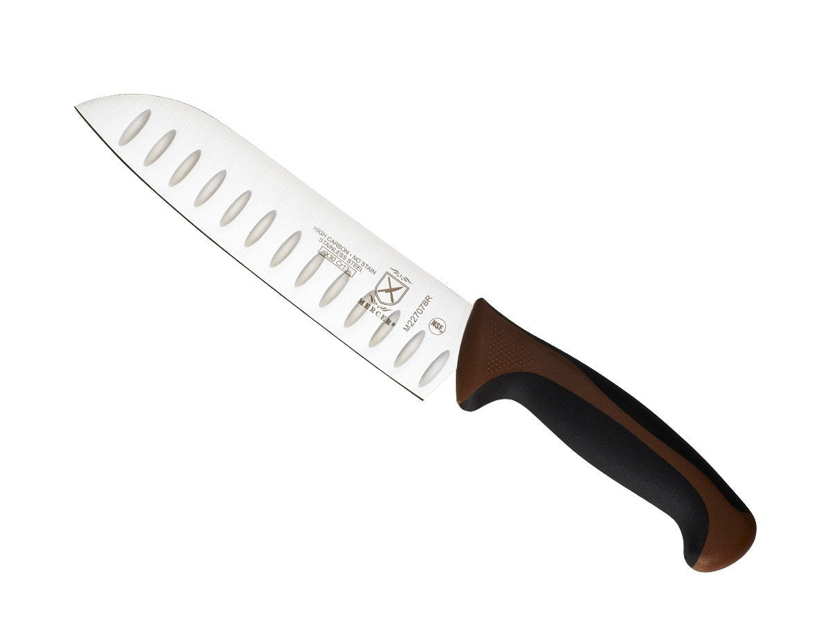 Mercer Culinary Millennia Colors 7-Inch Granton Edge Santoku Knife, Green