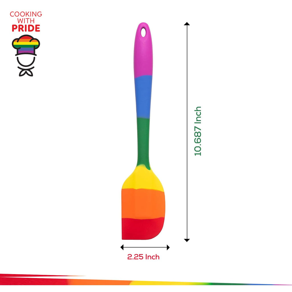 Cooking With Pride Non-Stick Scraper Spatula, Heat-Safe Silicone With Iron Core, 10.75-Inch