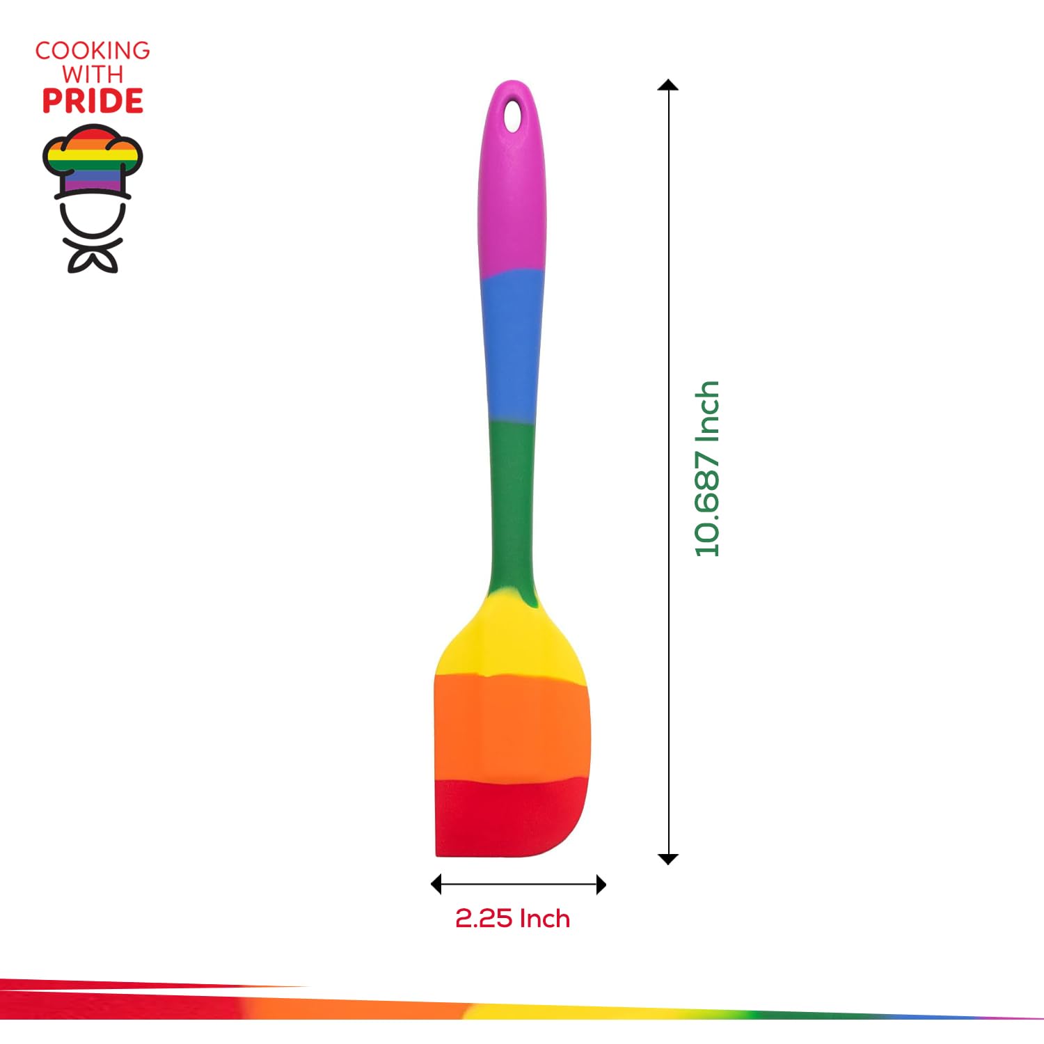Cooking With Pride Non-Stick Scraper Spatula, Heat-Safe Silicone With Iron Core, 10.75-Inch