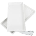 KAQAHIDO 17" x 8" x 1.5" White Serving Tray Set, Wave Edge Melamine Platters for Cookie, Appetizer, Charcuterie, Snack, Dessert, Party Food Display, Stackable, Set of 2