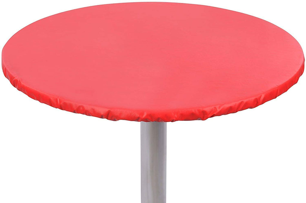 Yourtablecloth Heavy Duty Vinyl Round Fitted Tablecloth (Table Cover) with Flannel Backing Vibrant Colors Elasticized Tablecloth Great for Indoor and Outdoor Dining and Playing Cards 48” White