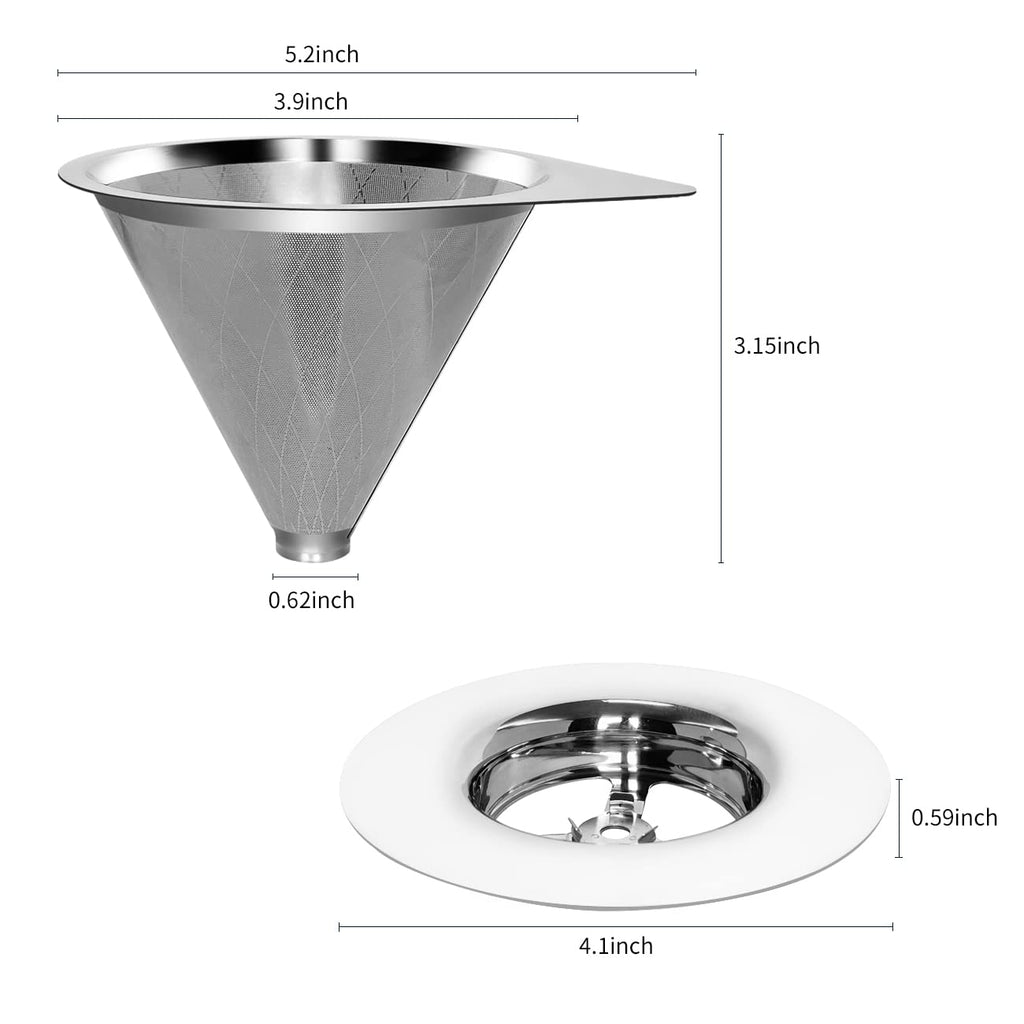 LHS Pour Over Coffee Dripper Reusable Coffee Filter Paperless Coffee Filter Stainless Steel Pour Over Coffee Maker Cone Coffee Dripper for 1-2 Cup,Argyle Pattern