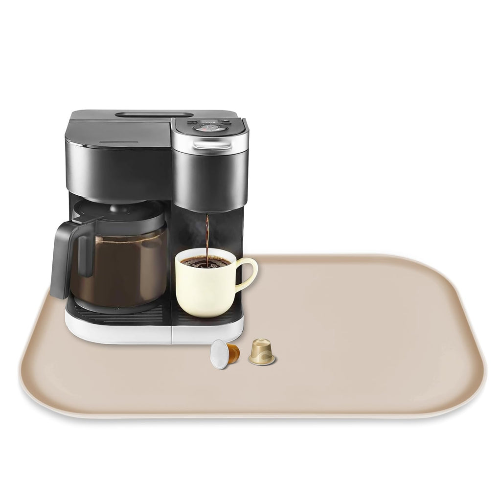 Silicone Coffee Maker Mat with Lip for Countertops 17.4''x10.6''Translucent