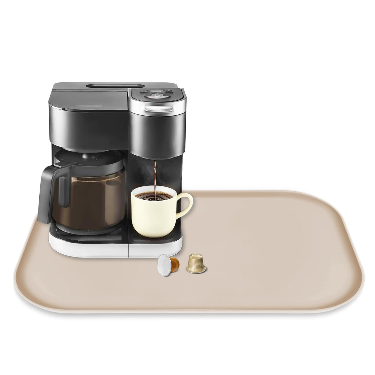 Silicone Coffee Maker Mat with Lip for Countertops 17.4''x10.6''Translucent
