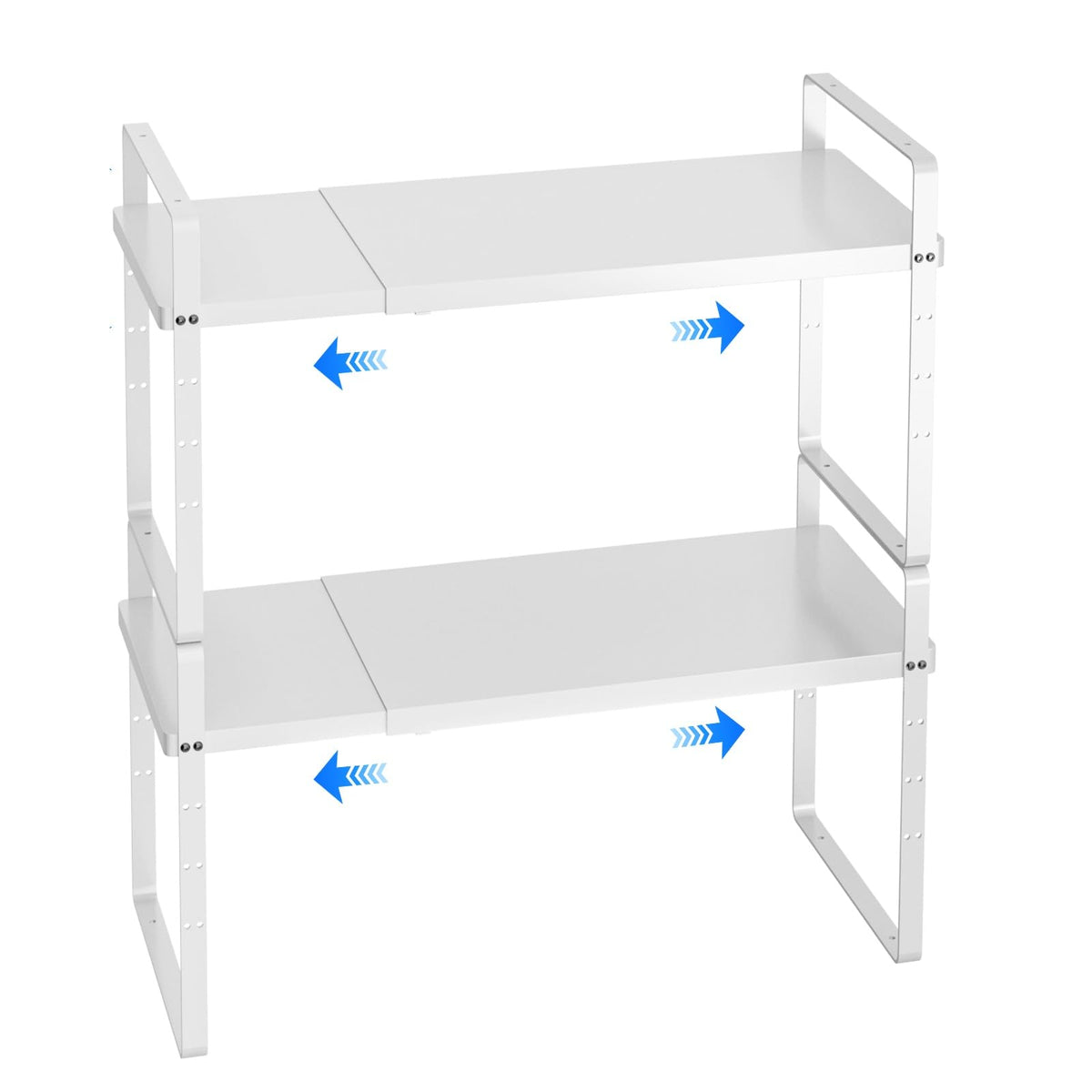 KIKIBRO Expandable Cabinet Shelf Organizer, Stackable Kitchen Pantry Counter Storage, Adjustable Closet Cupboard Stand Rack Risers Spice Organization 80LBS Heavy Duty Black Large 2 Pack