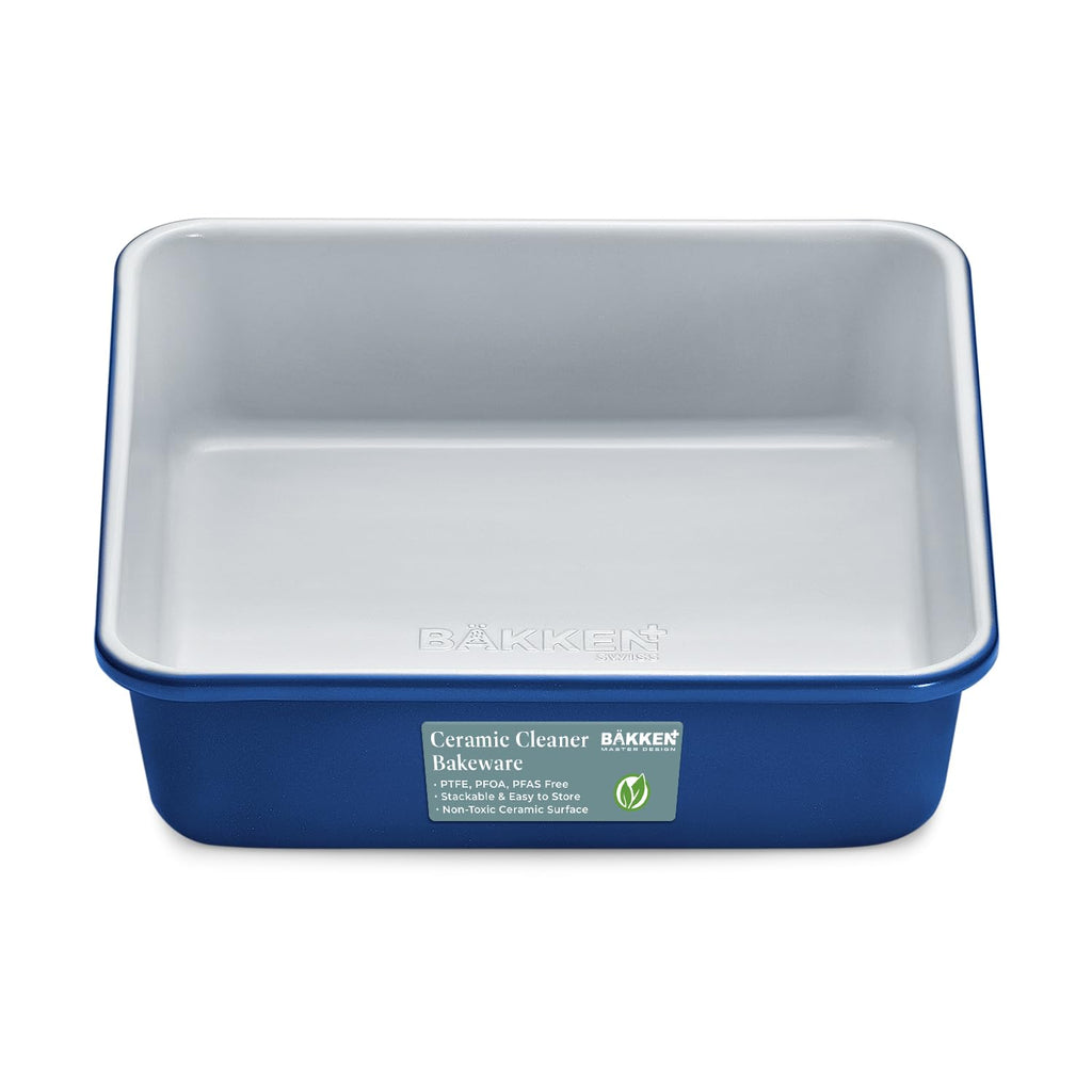 Square Cake Pan - Aluminized Steel, Ceramic Non-Stick Coating, Non-Toxic, Ideal Size, Heavy-Duty, Elevate Your Baking with Durability and Style!