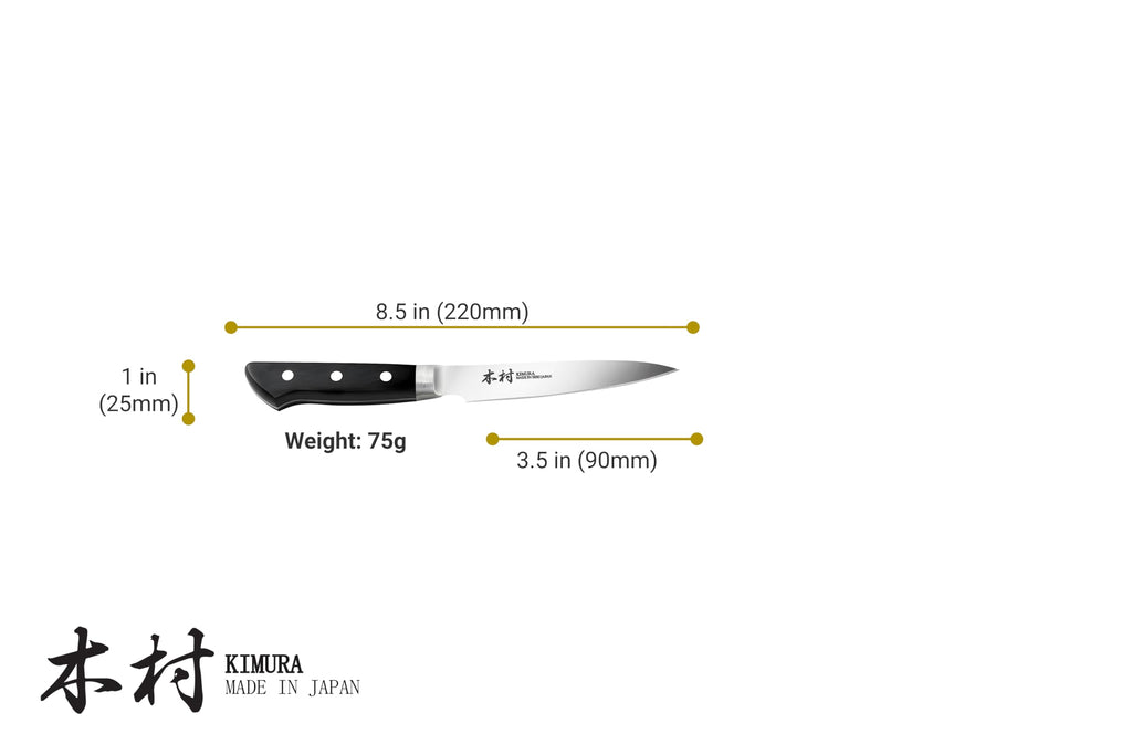Kimura Paring Knife, [Made in Japan], 3.5 inch Professional Chef Knife, Ultra Sharp High Carbon Molybdenum Stainless Steel Kitchen Knives, Chefs Knife with Ergonomic Handle - Japanese Chef's Knife