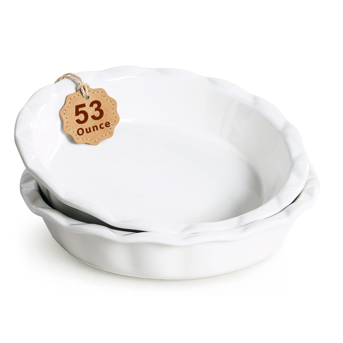 Lareina 53oz, Deep Dish Pie Pan, 9 Inch, Ceramic, Red, Set of 2