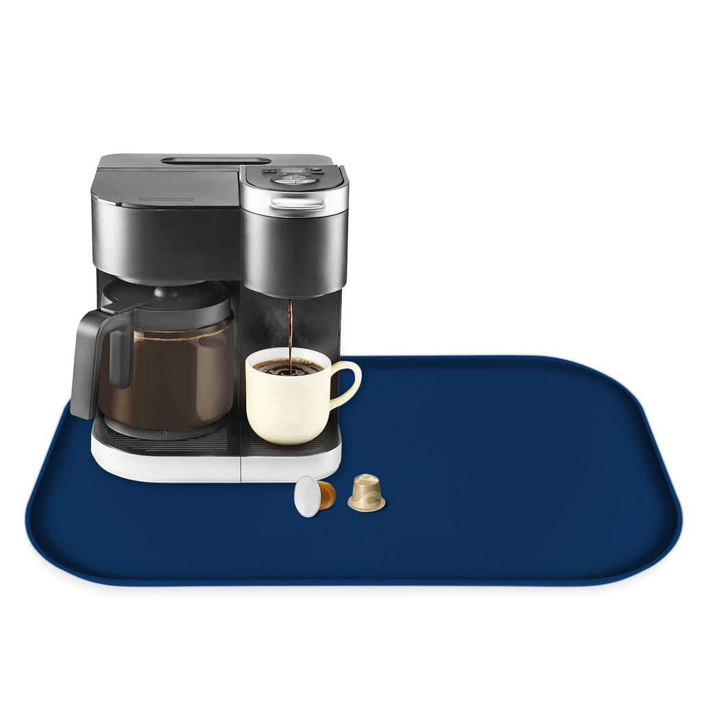 Silicone Coffee Maker Mat with Lip for Countertops 17.4''x10.6''Translucent