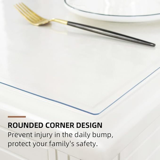 Warmstar Clear Table Cover Protector 40 x 78 Inch,1.5mm Thick Plastic Table Cover Rectangle,PVC Clear Table Protector,Desk Protector Mat for Kitchen, Dresser, Writing Desk，Dining Room Table