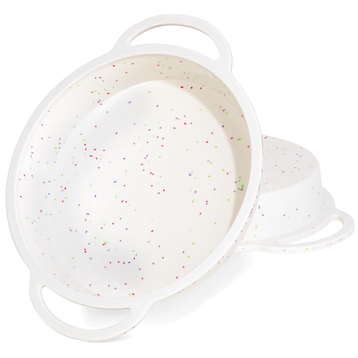 9 Inch Round Cake Pan, Metal Reinforced Frame Silicone Cake Mold for Baking with Handle Easy to Move 2 Pack Confetti