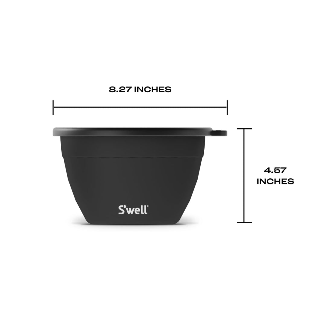 S’well Stainless Steel 64oz Salad Bowl Kit in Onyx, Comes with 2oz Condiment Container and Removable Tray for Organized Serving, Leak-Proof and Dishwasher Safe