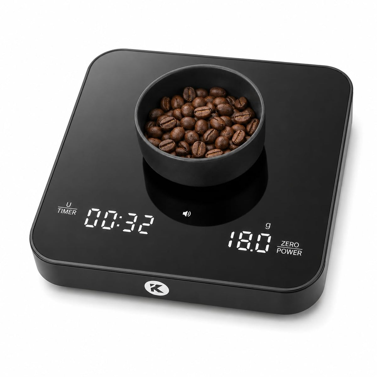 KitchenTour CaféMetric Coffee Scale with Timer 0.1g/2000g - Precision Small Scale for Espresso & Pour Over - Mini Scale with LED Display AAA Battery Black