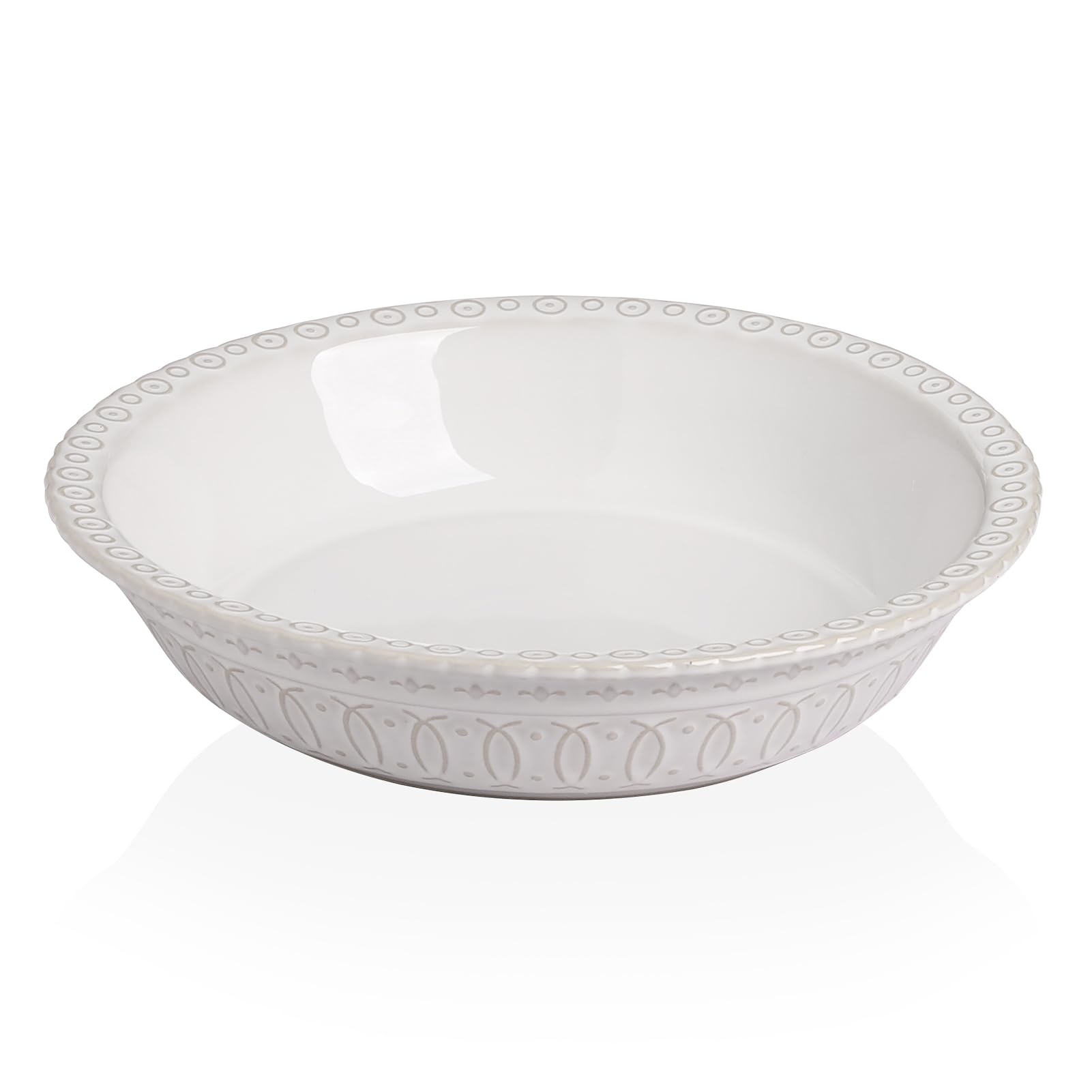 Sweejar Ceramic Pie Pan for Baking,Round Baking Dish Pan for Dinner 10 Inches, Pie Dish Non-Stick Pie Plate for Quiche, Tart, Cake, Pumpkin Pie, Pot Pies (White)