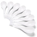 Soup Spoons Set of 8, Ceramic Chinese Soup Spoon, Asian Soup Spoons, White Japanese Spoon Large for Ramen Pho Wonton Dumpling Miso, Deep Oval Hook Design (8 pcs-6.7 inch)