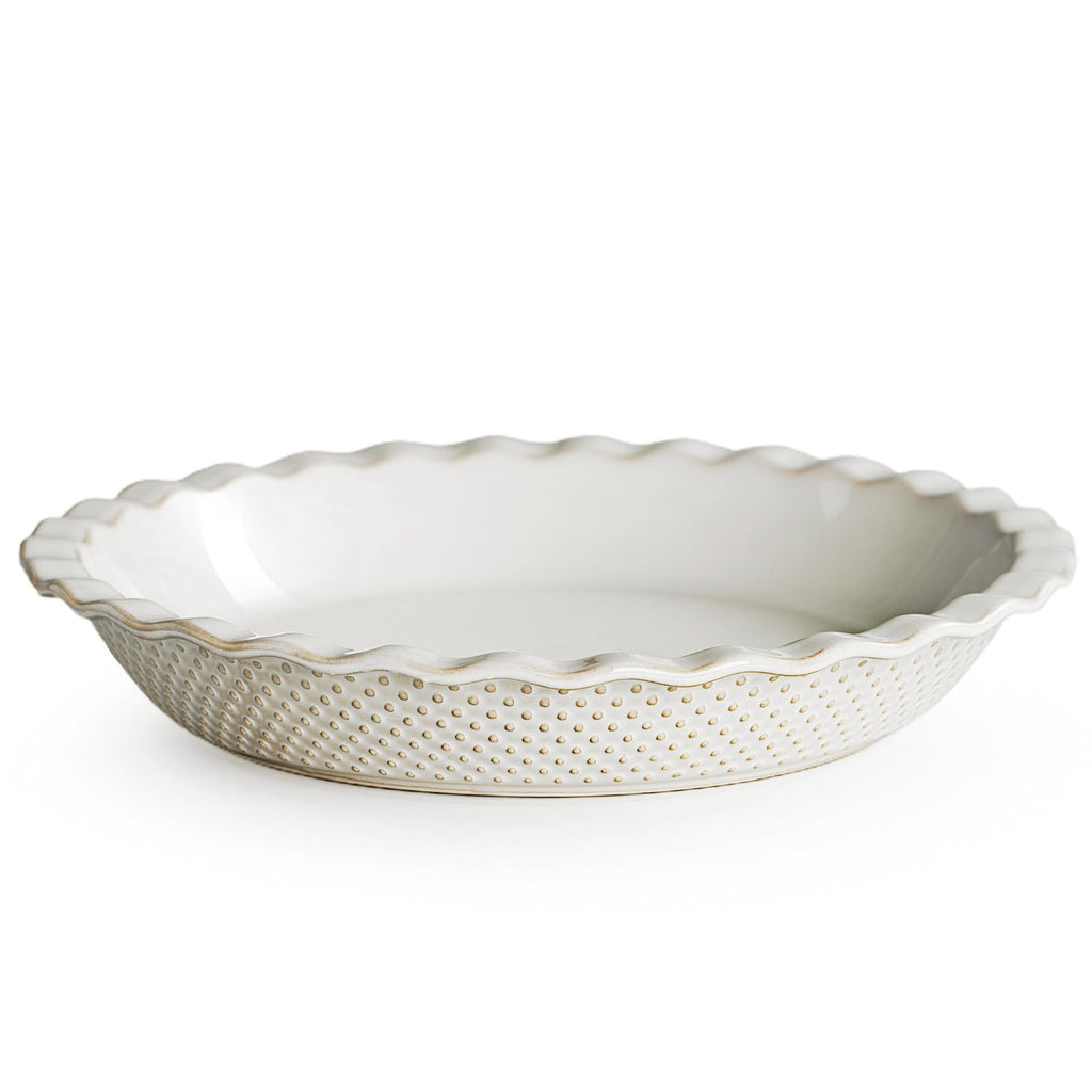 getstar Ceramic Pie Pan, 9 inch Pie Dish for Baking, Non-Stick, Oven & Dishwasher Safe, Farmhouse Decor Quiche Baking Dish, Pie Plate, Deep Dish Pie Pan (Embossed Dots)
