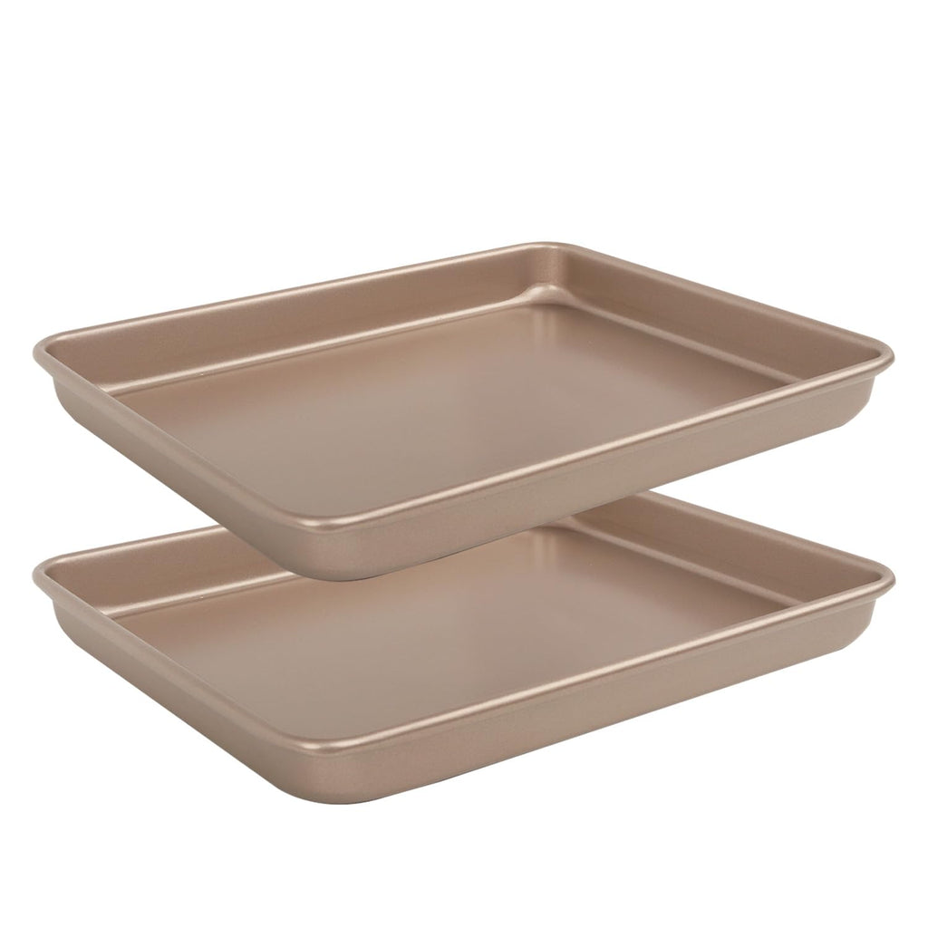 Baking Sheet Pans,2 Pack Nonstick Baking Pans Cookie Sheet Brownie Pan,Bread & Cake Pan, Toaster Oven Tray Bakeware, Small Non stick Baking Tray, Heavy-Duty Bread Loaf Pan (11x9x1.2 Inches)