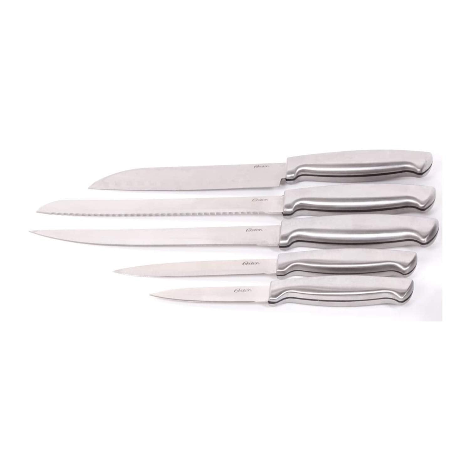 Oster Baldwyn High-Carbon Stainless Steel Kitchen Knife Cutlery Block Set, 22-Piece, Brushed Satin