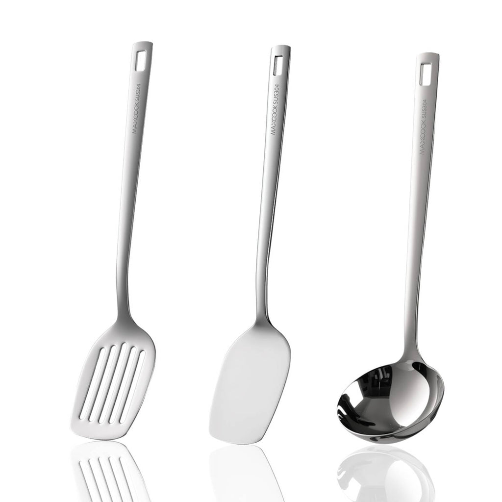 MAXCOOK Wok Spatula Set, 18/8 Stainless Steel Cooking Utensils set, 3 Pcs