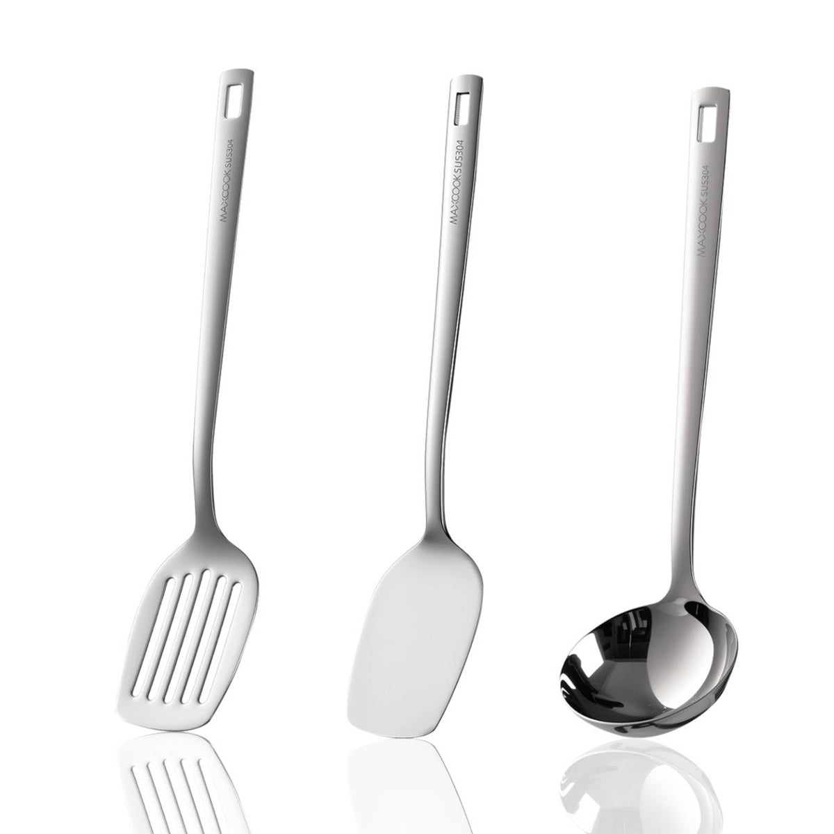 MAXCOOK Wok Spatula Set, 18/8 Stainless Steel Cooking Utensils set, 3 Pcs