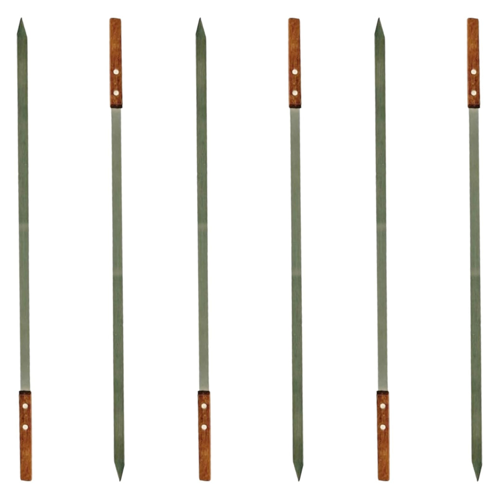 Premium Stainless Steel Barbecue Skewers BBQ Outdoor Grill Skewer stick Barbecue Fork with Solid Wood Handle for Grilling Shish Kebob Koubideh Persian Brazilian Kebab 1" wide + 1 Free Skewer (6pcs)