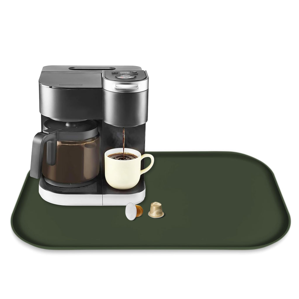 Silicone Coffee Maker Mat with Lip for Countertops 17.4''x10.6''Translucent