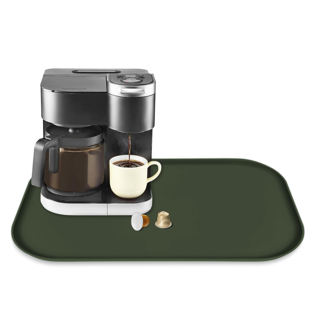 Silicone Coffee Maker Mat with Lip for Countertops 17.4''x10.6''Translucent