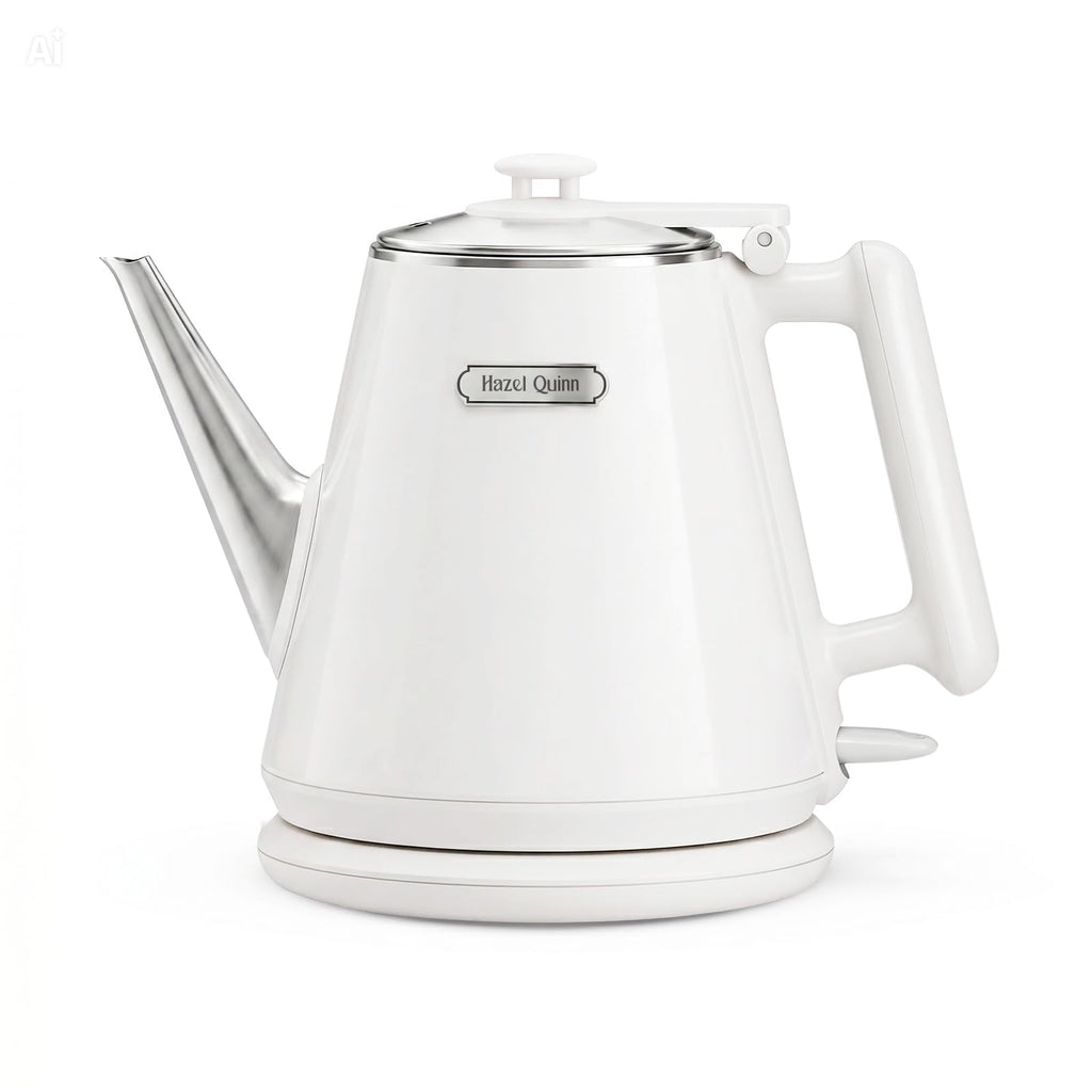 Hazel Quinn Electric Kettle, 1L/34oz Small Tea Kettle - Pearl White